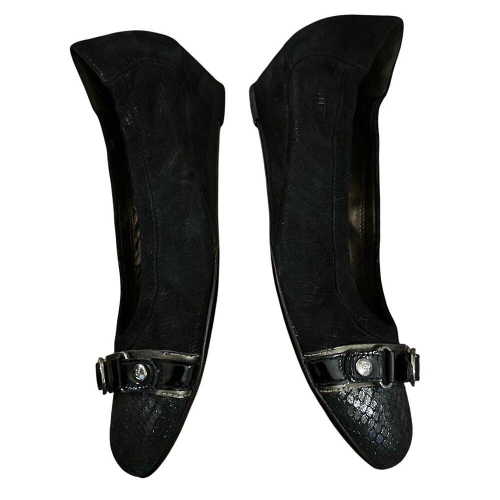 Women 39.5 AGL Attilio Giusti Leombruni Italy Black Ballet Wedge Shoes Flats - Picture 7 of 10